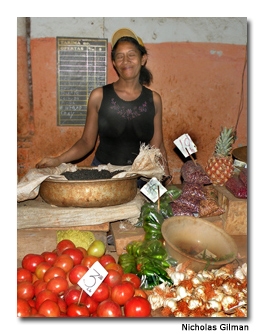 There is quite a variety of produce in the market, where only Cuban pesos can be spent.